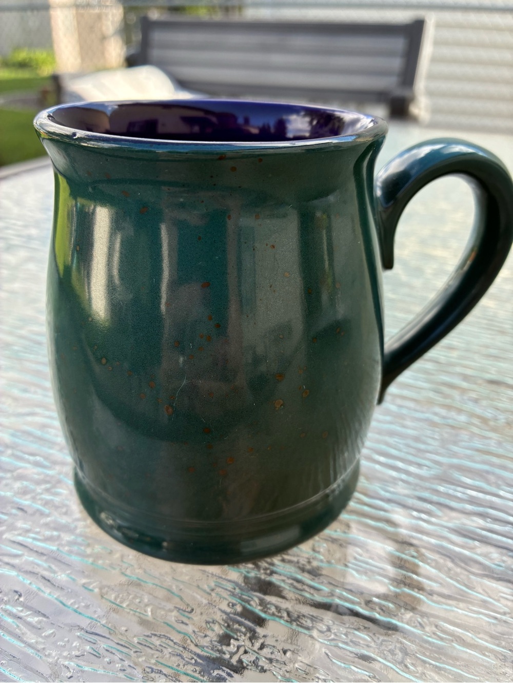 Gibson Housewares Green Blue Two-Tone Speckled Belly Shape Mug - Picture 3 of 8